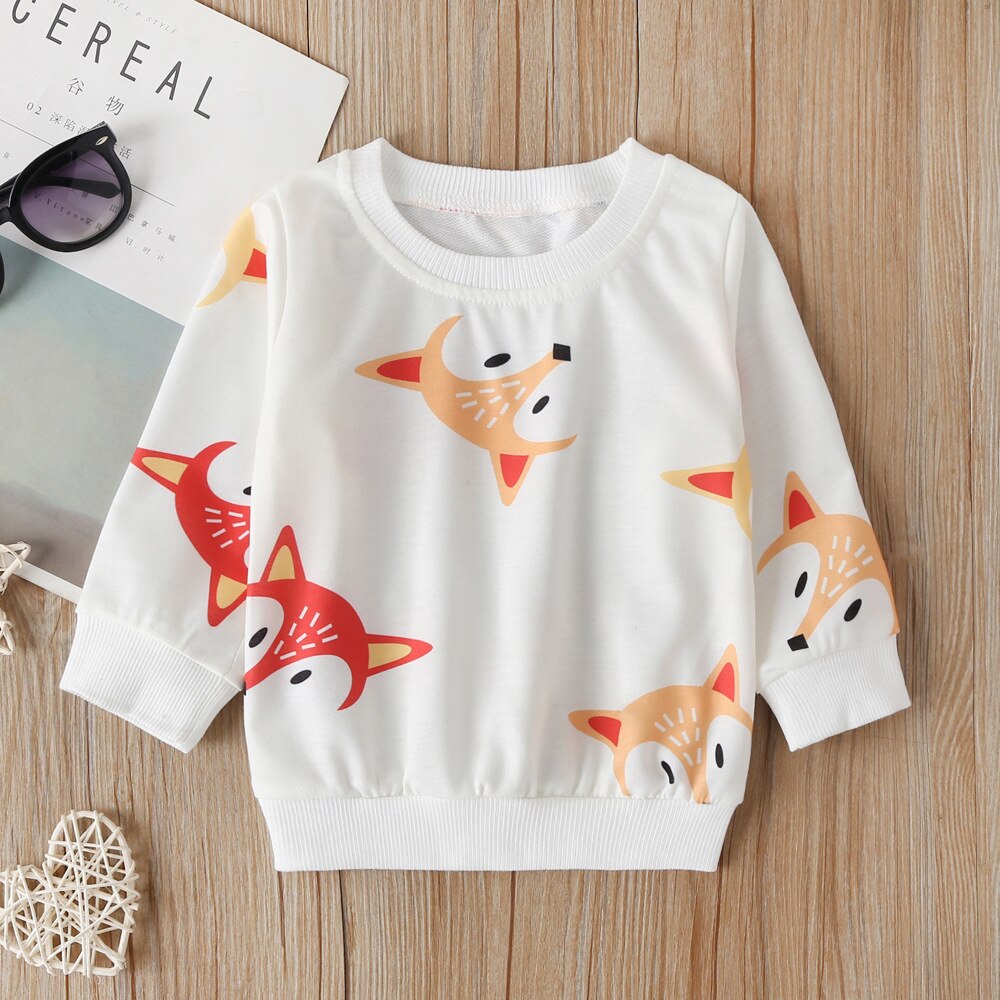 Jongens En Meisjes Sweatshirts Baby Kids Cartoon Vos Afdrukken Kleding Peuter Kinderen Vest Gebreide Katoenen Trui Voor Meisjes