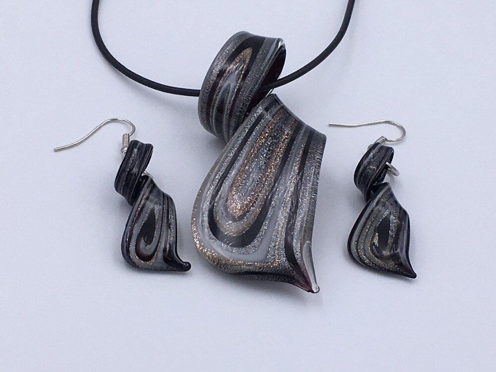 1 Kit Jogos/lote Preto Lampwork Murano Glass Bead Pingente Brincos MODA