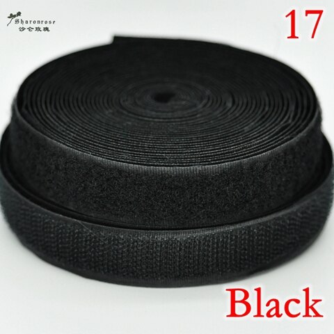 20mm 2 yards/lot kleurrijke zelfklevende klittenband naai-drukknoop naai-accessoires voor thuis kleding tas sh: 17 zwarte