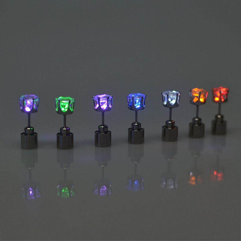 1 paar unieke jongens meisjes led licht kerst halloween feest vierkante bling oorbellen feest muziek festival oorbellen: Kleurrijk