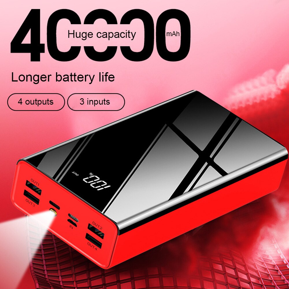 40000mAh Power Bank For iPhone 11 3Input 4 Output Portable Charger External Battery USB PowerBank For Xiaomi mi Samsung