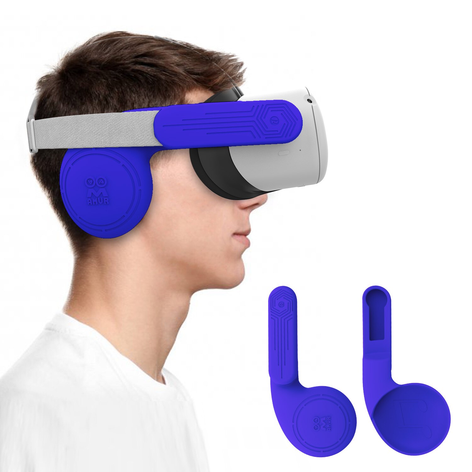 Cuffie in Silicone per cuffie Oculus Quest 2 VR per un suono potenziato delle cuffie, accessori Quest 2 copri estensione cuffie: blue