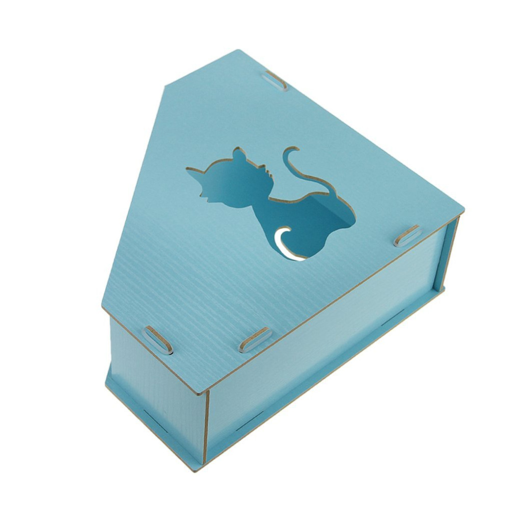 Soporte de madera calado para revistas, organizador bonito de libros de escritorio para oficina, Colector de archivos, color azul claro
