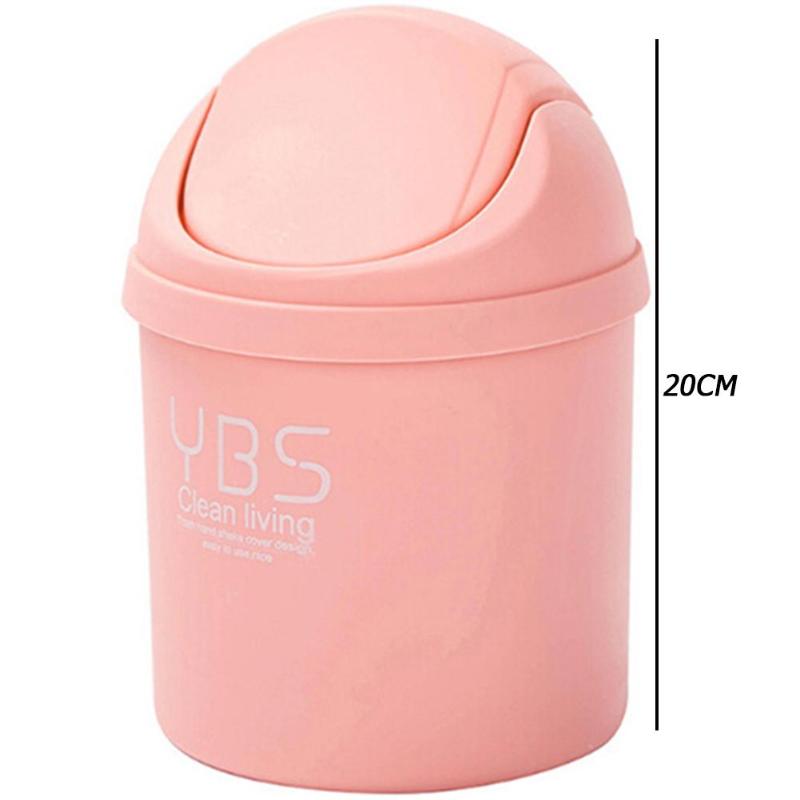 Søt mini søppel søppelcontainer praktisk bærbar opp søppelbøtte søppel søppel tinn avfall lagring kontor skrivebord rekvisita: Rosa