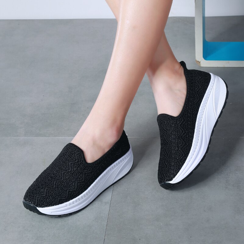 Minika Summer women Lace women sneakers platform heel 5 cm Toning shoes for women deportes y fitnes sapato feminino