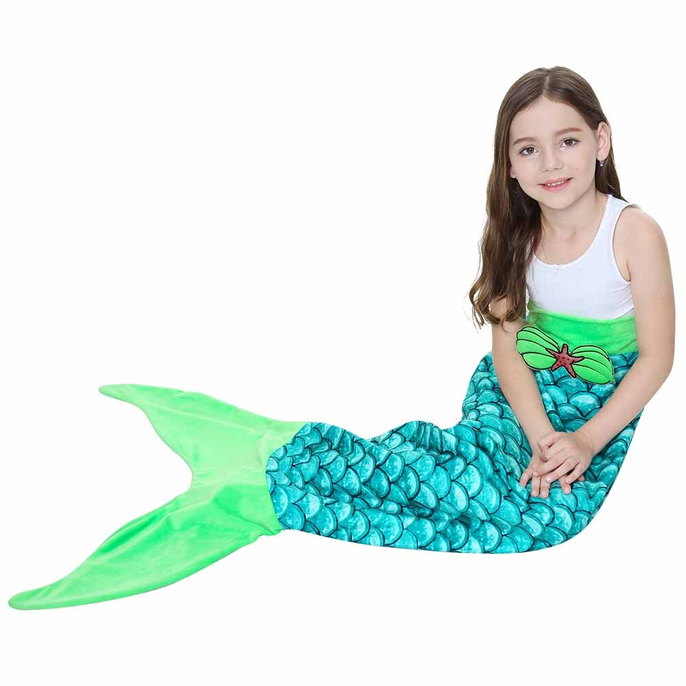 Mermaid Fish Tail Blanket Polar Fleece Wearable Portable Mermaid Blankets For Children Girl Kids On Bed Throw Plaid Blanket