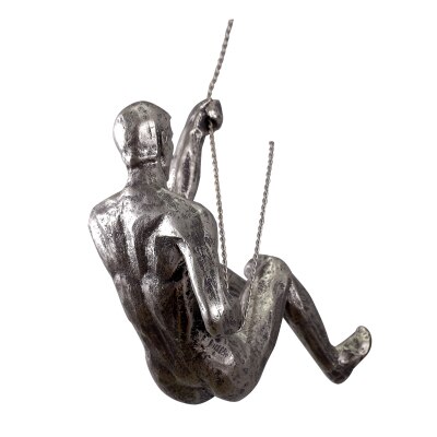 Industriell stil klättring man harts järn tråd vägghängande dekoration skulptur figurer retro staty dekor: Typ c-ljus färg