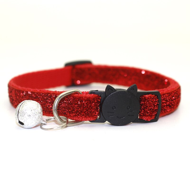 Kæledyrs paillethalsbånd med klokke lille hund kat halsbånd kæledyr hund tilbehør kæledyrsartikler jul basis halsbånd: Rød