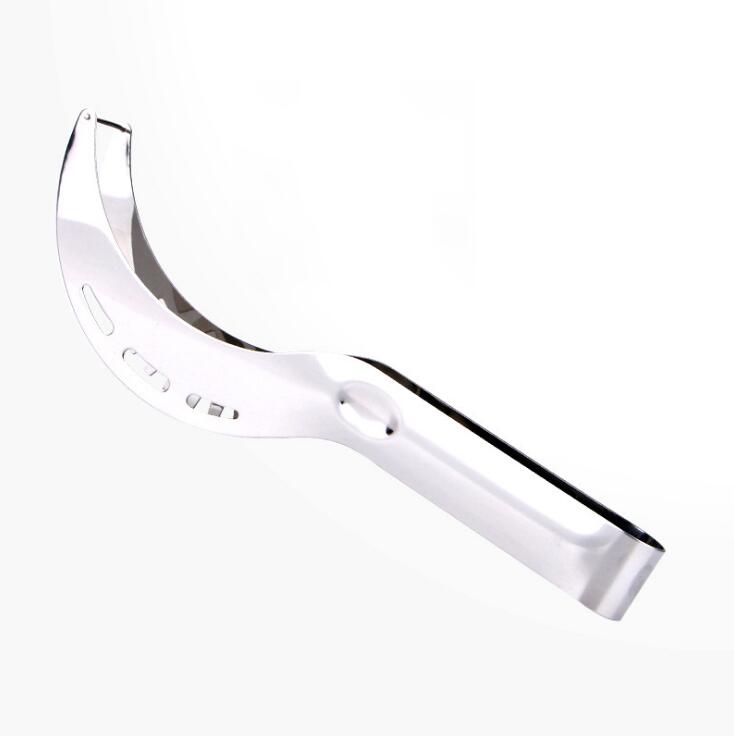Stainless steel watermelon slice cutting fruit and vegetable tools carving kitchen knives decorative gadget supplies: Light yellow