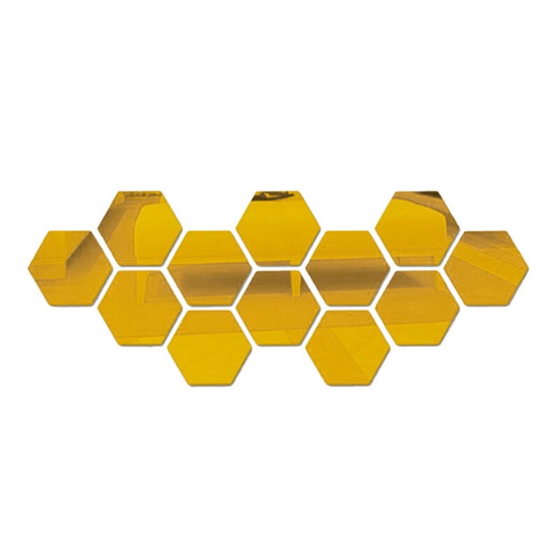 12 st diy 3d spegel väggdekor hexagon heminredning spegel dekor klistermärken konst väggdekoration klistermärken multi-color: Guld- / 46 x 40 x 23mm
