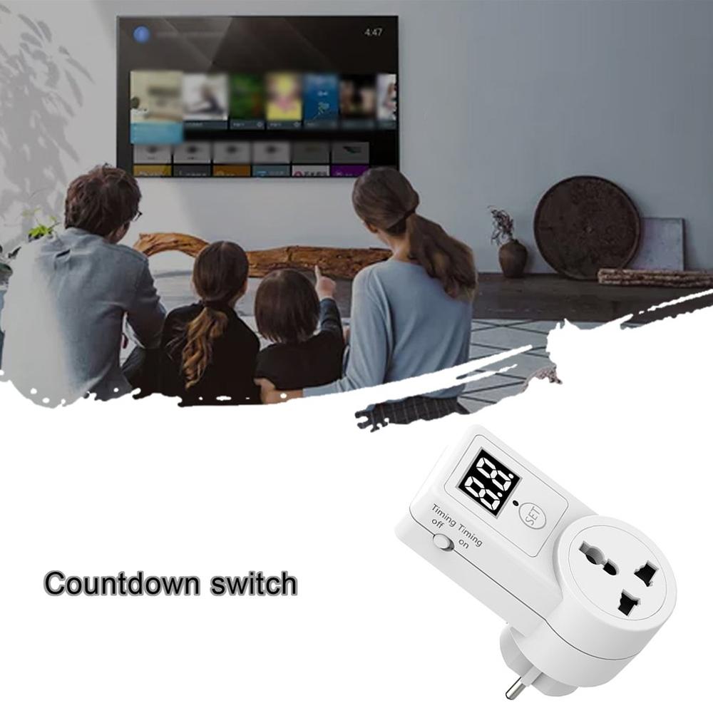 Digital Countdown Timer Switch Two Digit Display EU Telephone Battery Electric Vehicle Charging 10A Universal Plug