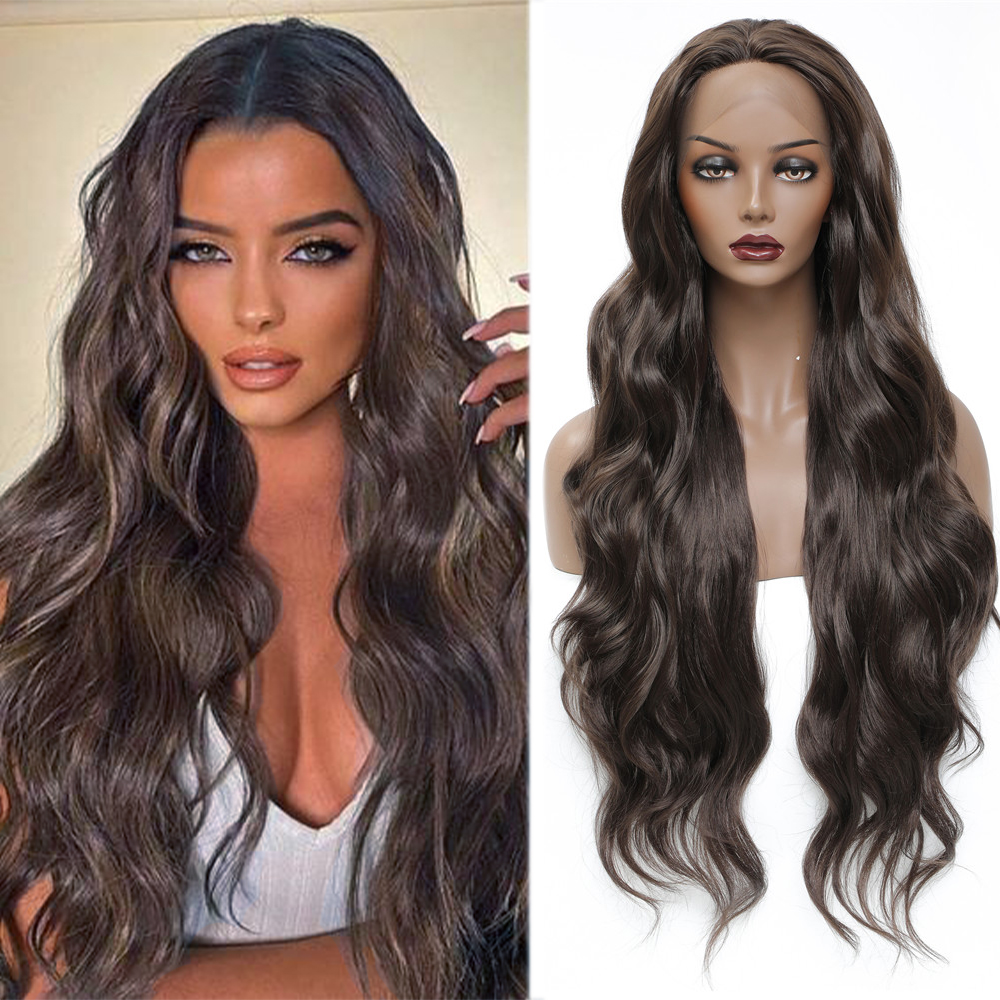 X-TRESS 13X3 Lace Front Synthetic Wigs For Women Black Colored Free Part Long Straight Soft Natural Daily Hair Wig 150% Density: 4-Body wave