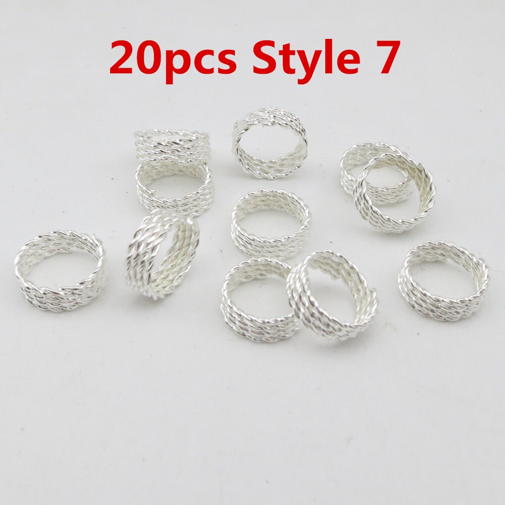 Mèches spirales dorées/argentées 5 pièces/10 pièces | Tresses tubulaires de perles, dreadlock, clips pour hommes femmes, accessoires breloques: 20pcs Style 7