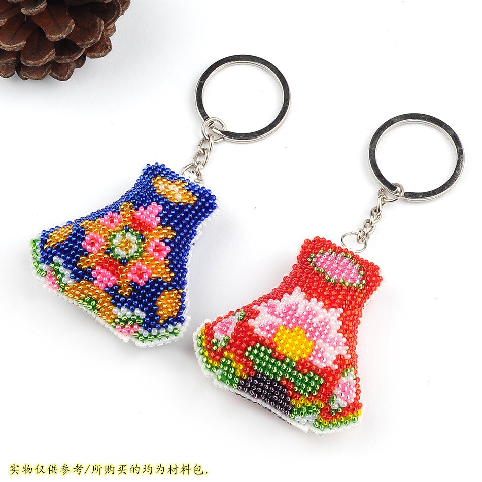 Key Chain Accessories Stamped Crafts DIY Printed Cross-Stitching-Kit Embroidery Stich-Bead Needlework Y101-102