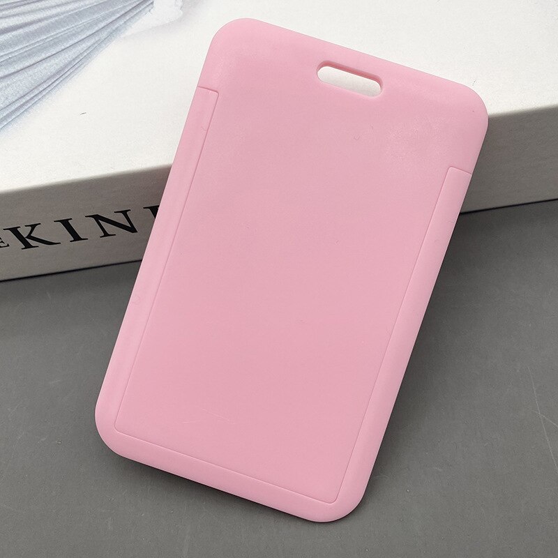 Plastic Kaart Cover Sleeve Bag Id Badge Case Bank Credit Card Badge Holder Wallet Pouch School Student Kantoorbenodigdheden: Pink