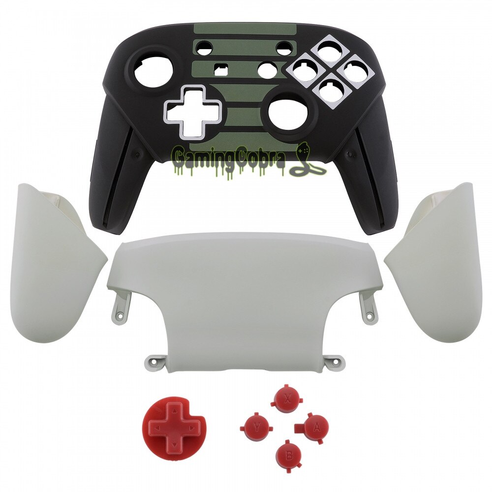 EXtremeRate Frontplatte Backplate Gehäuse Shell Cover mit Griffe Ersatz für Nintendo Schalter Pro Controller: Classic NES Style