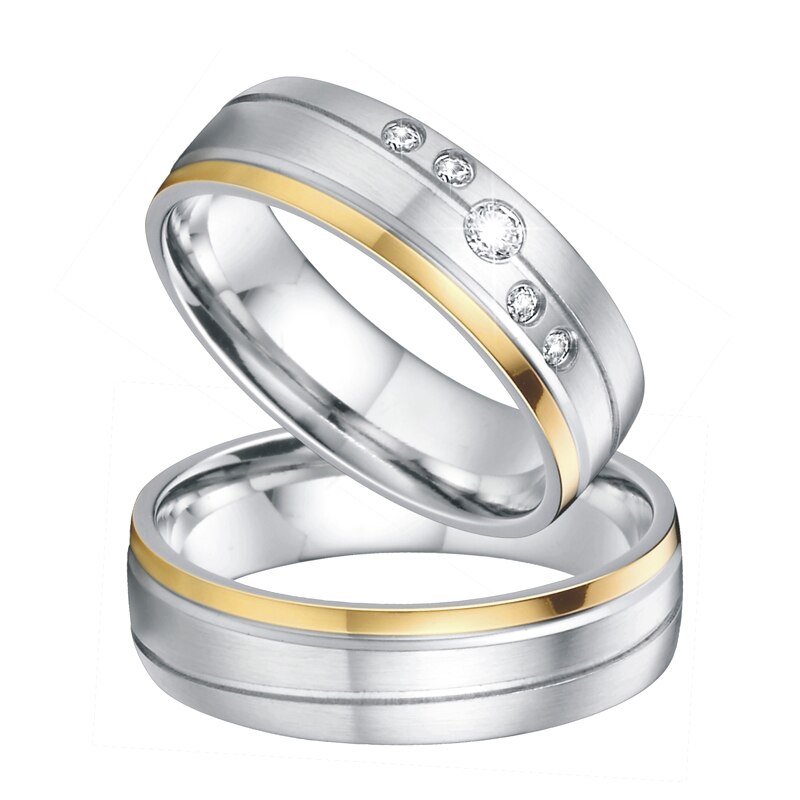 Alliance acier inoxydable bijoux mariage anneaux ensemble son et son couple bague pour hommes et femmes d'anniversaire amoureux