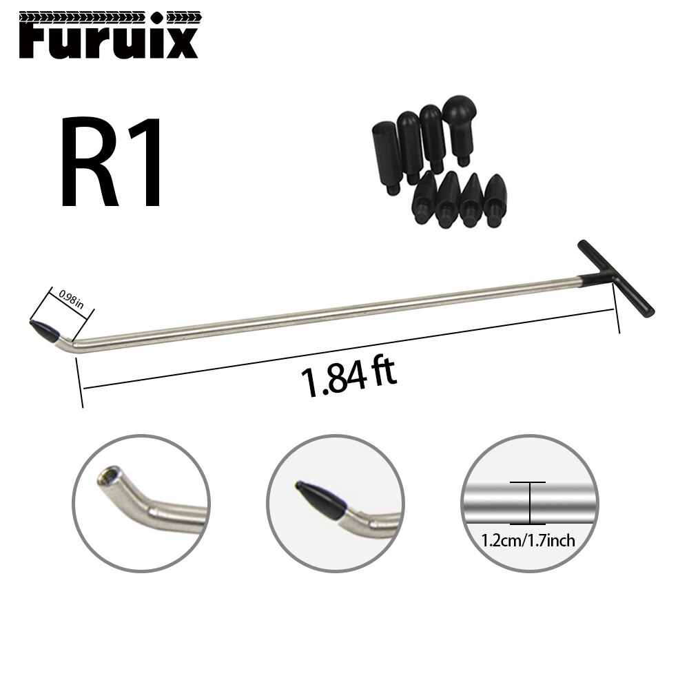 Furuix PDR Dent Removal Rods Tools Dent Repair Kit Rod Whale Tail tap down with R1 push hooks: Green, Purple