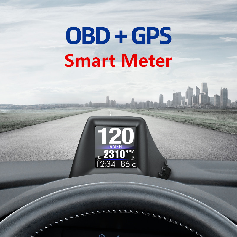 OBD+GPS smart Gauge with 270 degree Flip screen A-Pillar trim or put dashboard install Clear Fault code Speedometer