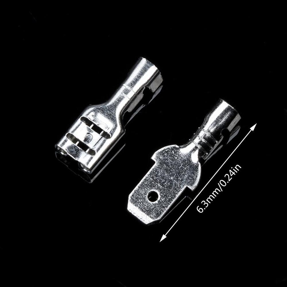 200Pcs/Set Electrical Insulation Pipe Connector Male Female Spade Crimp Terminals Electrical Insulat Sleeve Wire Wrap Connector: 6.3MM silver