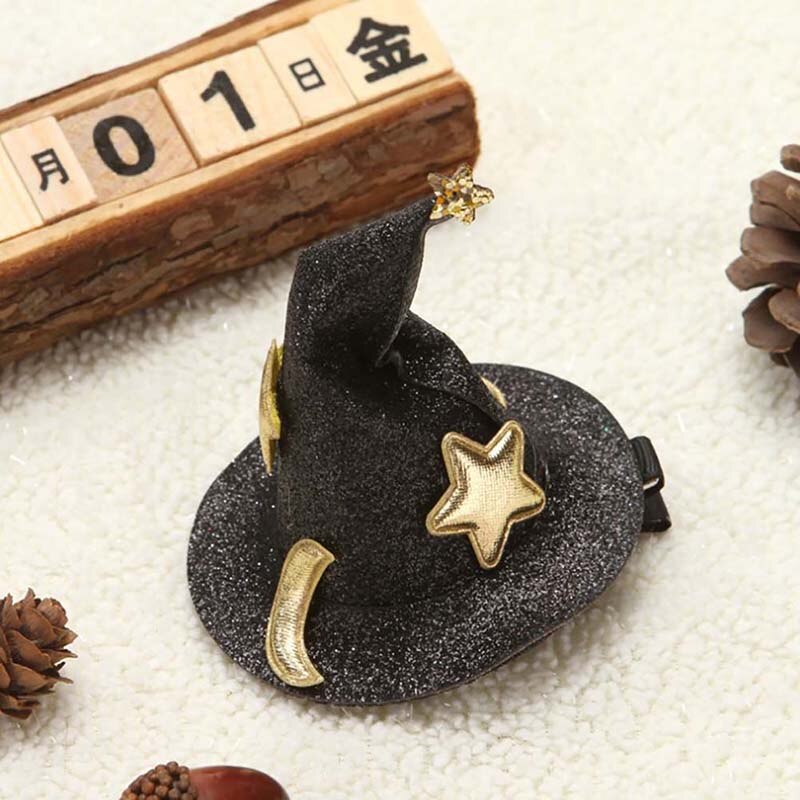 Børn glitter halloween cap hårnåle mini heks hat fest hovedbeklædning cosplay rekvisitter