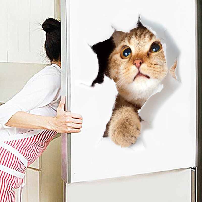Cartoon Dier 3d Wc Stickers Op De Wc-bril Leuke Katten Pvc Muursticker Badkamer Koelkast Deur Decor Stickers Decals