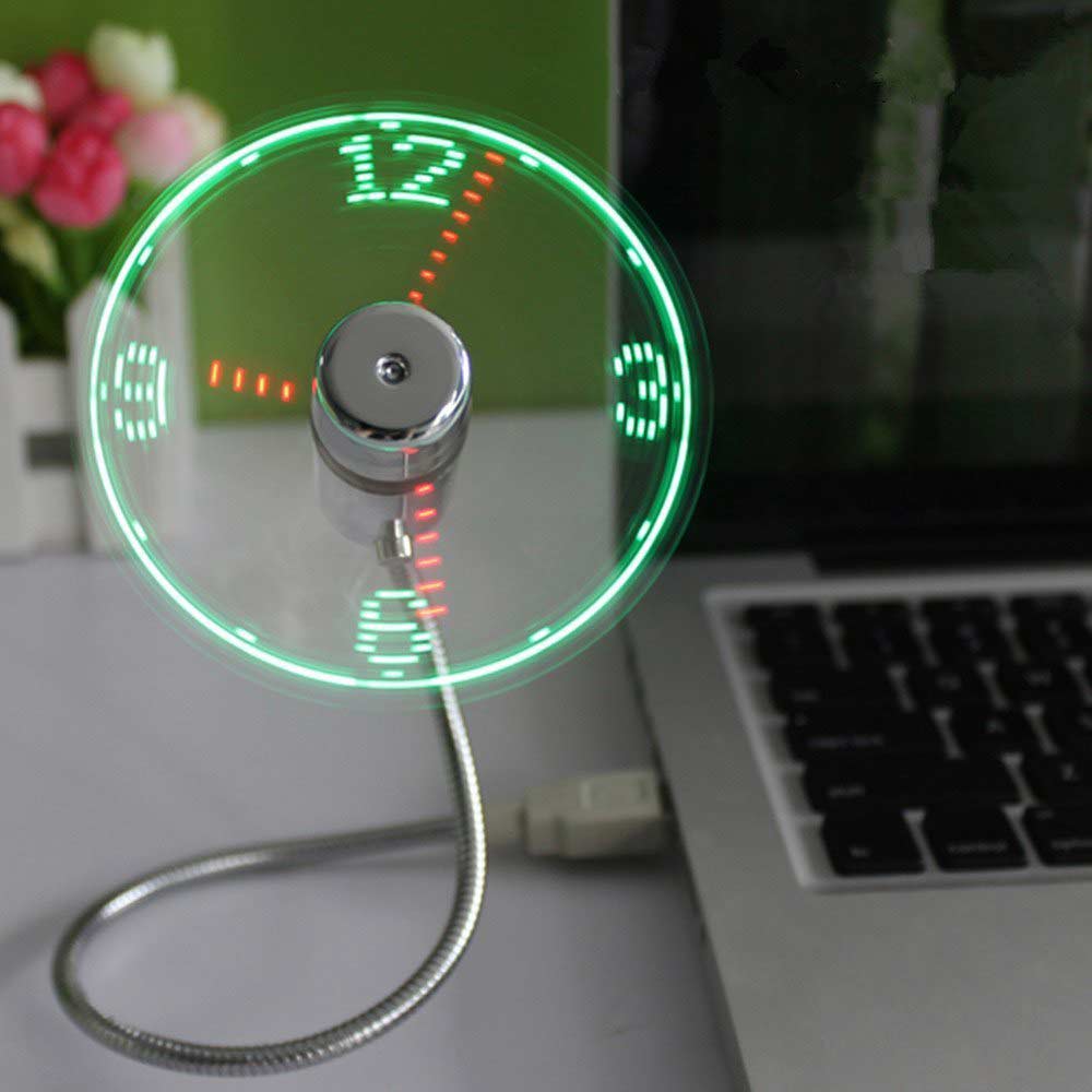 Ingelon mini usb blæser led ur cool farverig eller temperatur display blæser justerbar usb gadget til pc power bank led usb blæser