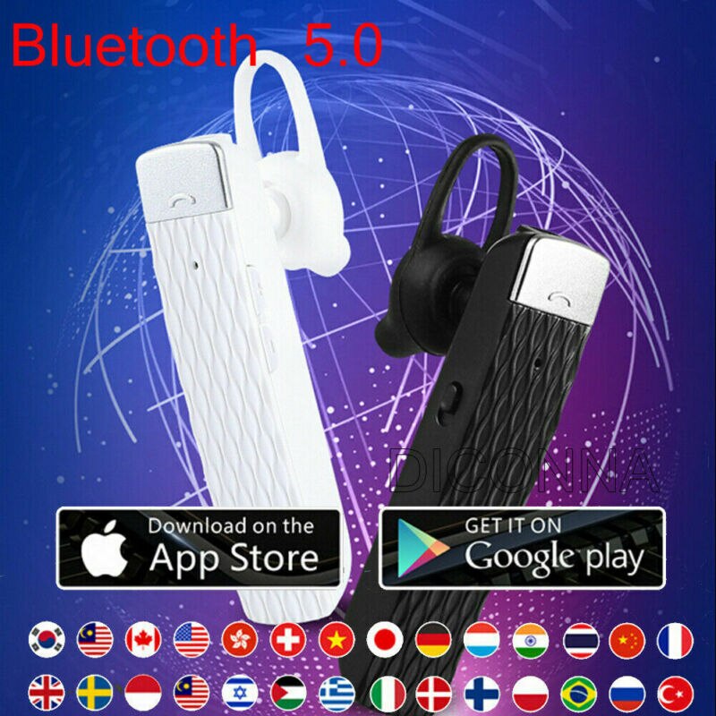 33 talen Smart Vertaler Instant Voice Vertaling Enkele Bluetooth Headset Ondersteuning Handenvrij Call Music Play Vertalen