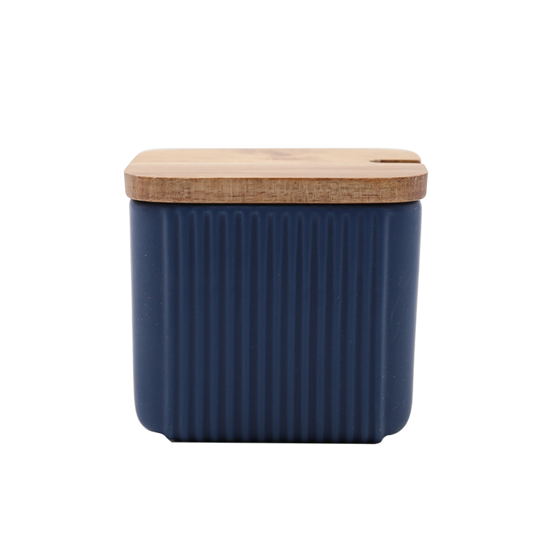 Ceramic Seasoning Jar Matte Striped Spice Rack Household Oil Salt Pot Vinegar Spice Organizer Storage Container with Lid Spoon