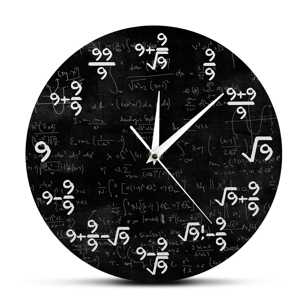 Matematik ligning de ni matematik væg ur uret  of 9s formler moderne væghængende ur matematisk klasseværelse væg kunst indretning