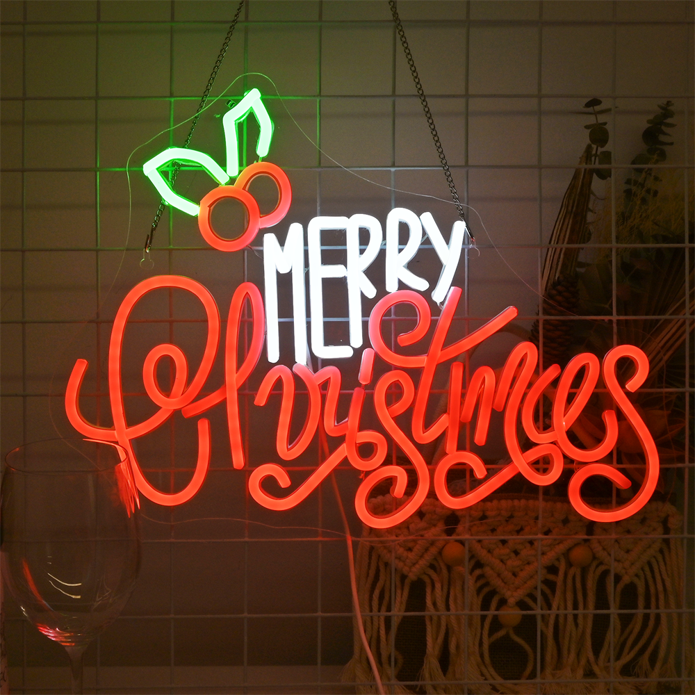 Rood Wit Vrolijk Kerstfeest Neonreclames HOHOHO Kerst Kerst Neonlicht Winkel Bar Raam Muur Decor Licht USB Dimbaar Licht