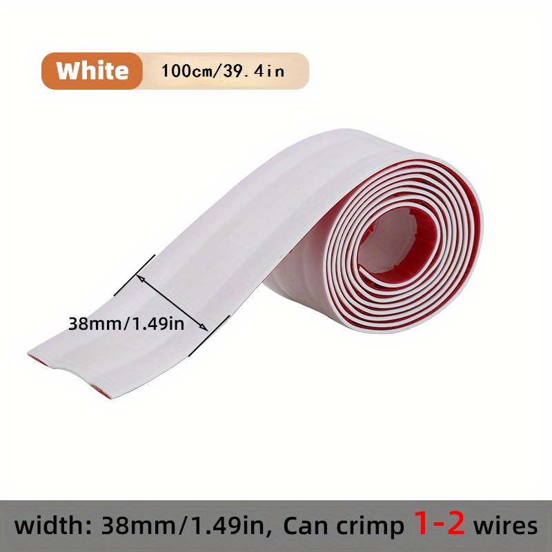 Zelfklevende PVC-kabelbeschermer - vloer- en muurkabelbeheeroplossing, geschikt voor thuis- en kantoorgebruik: WHITE