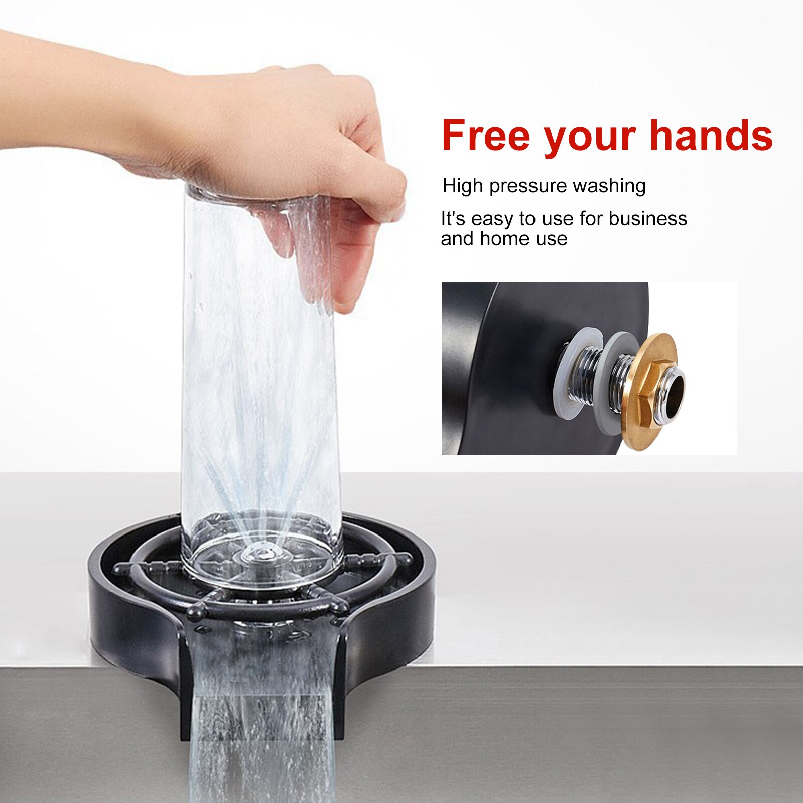 Practical Faucet Glass Rinser Automatic Cup Washer Kitchen Sink Milk Tea Beer Coffee Pitcher Cleaning Gadget