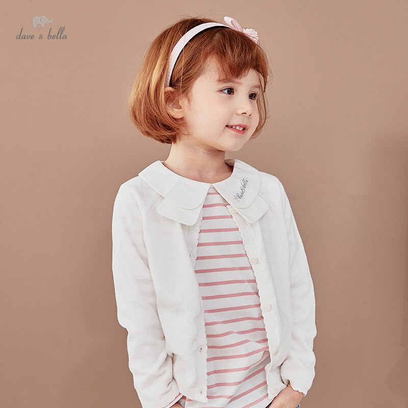 DKY17161-1 dave bella primavera neonate moda 5Y-13Y cardigan solido bambini bambino cappotto bambini maglione lavorato a maglia carino