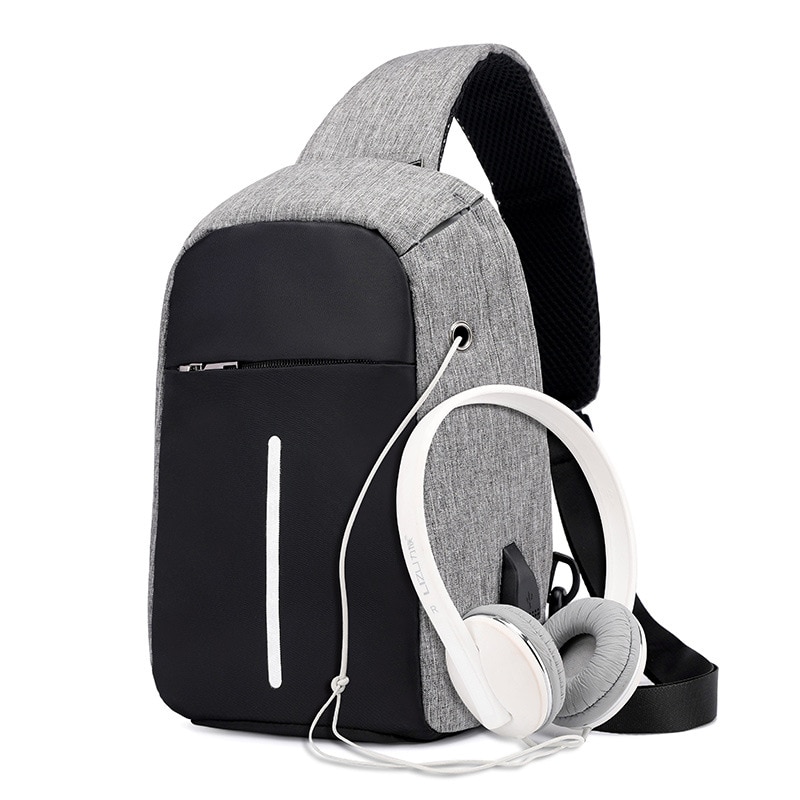 Single Shoulder Backpack Anti-theft Backpack Men's Burglar USB Charging Crossbody Bag Men&Female Stealth Zipper Bag