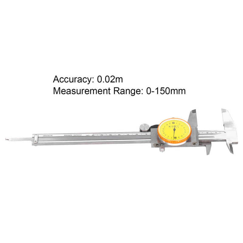 Dial Vernier 0-150mm Measuring Range 0.02mm Precise Dial Caliper Stainless Steel Vernier with Table Caliper