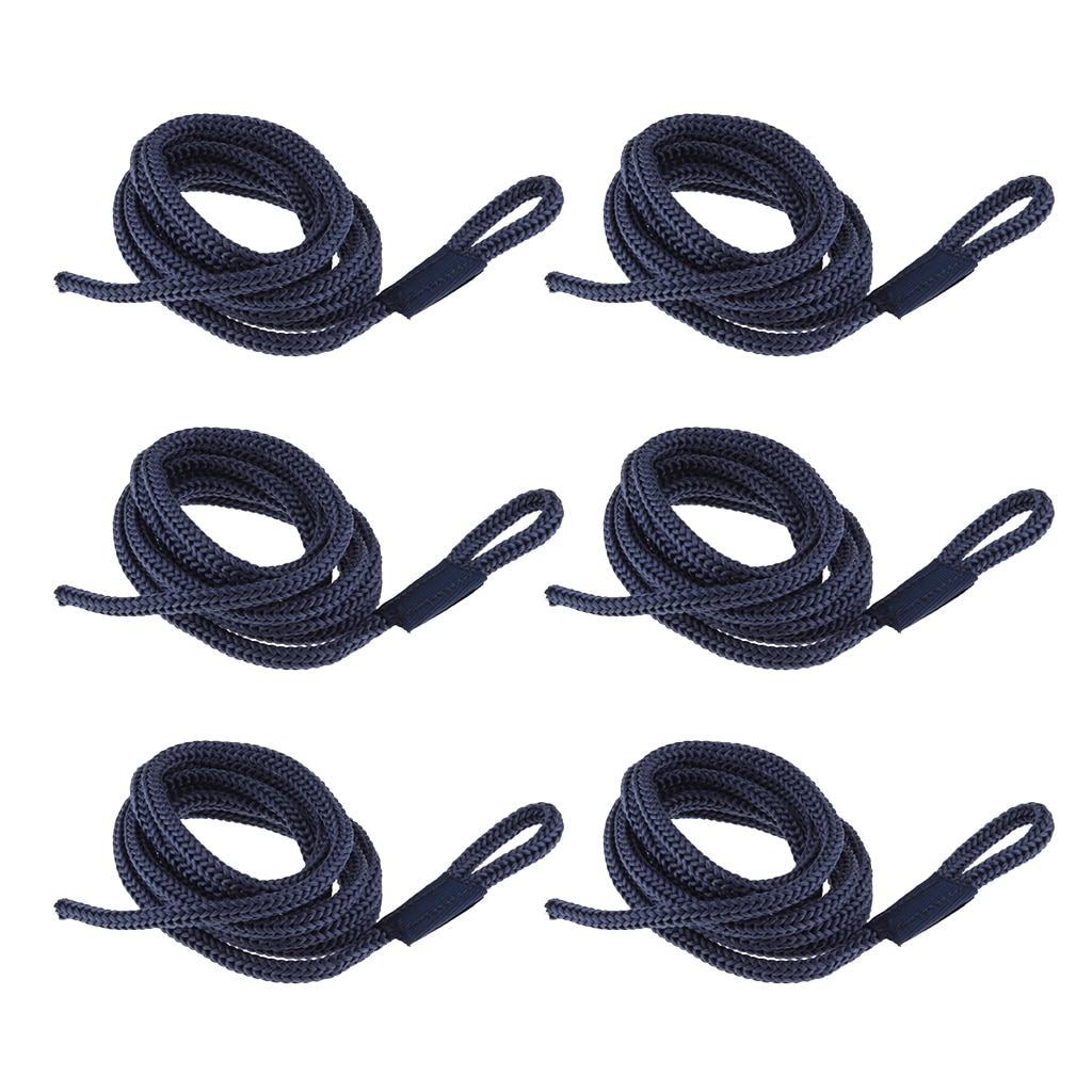 6 Stuks 1/4 Inch 6Mm Marine Dock Lijn Gevlochten Boot Touw 5 Ft Lengte (Blauw)