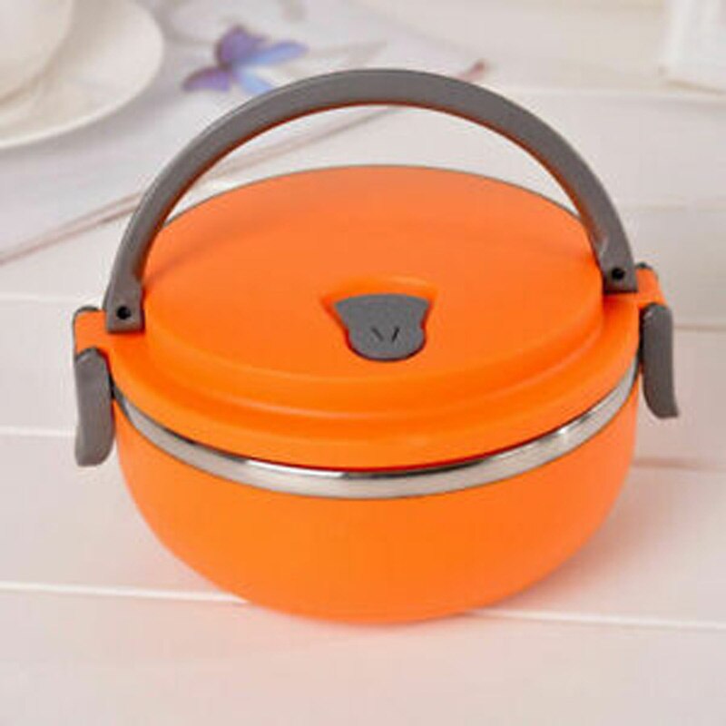 Stainless Thermo Insulated Thermal Food Container Bento Round Lunch Box 1 Layer