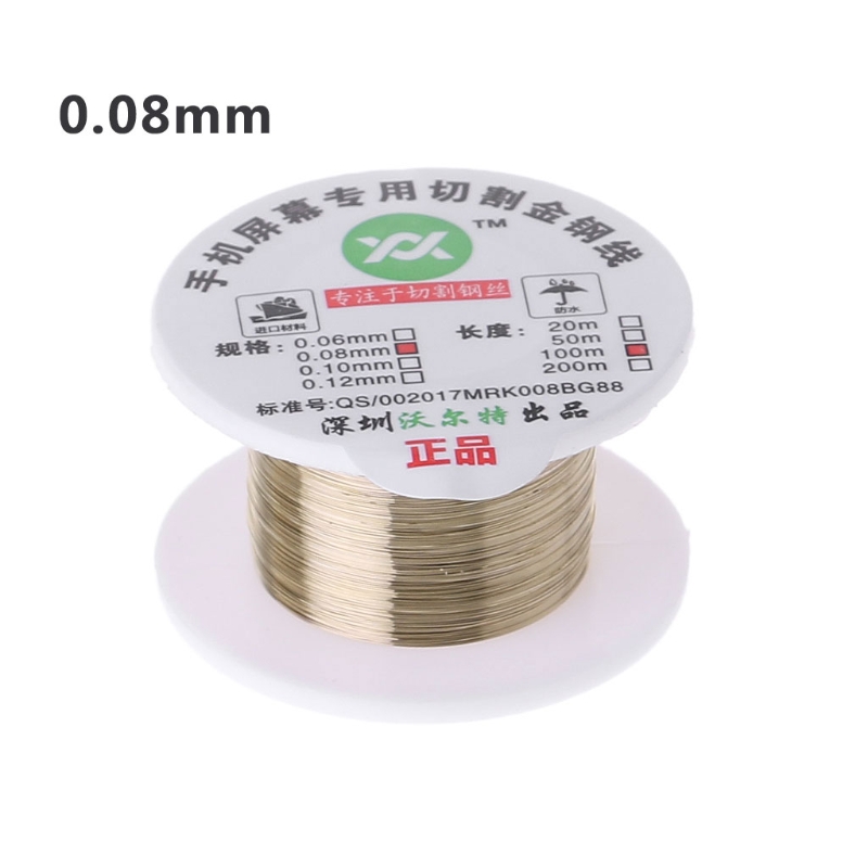 100m Alloy Gold Molybdenum Wire Cutting Line LCD Display Screen Separator Repair: 0.08