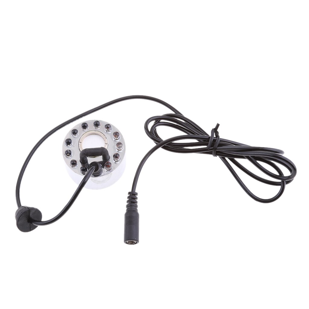 12 LED Mist Maker Fogger – Water Fountain Pond Fog Machine – Atomizer Humidifier – Silver / ABS