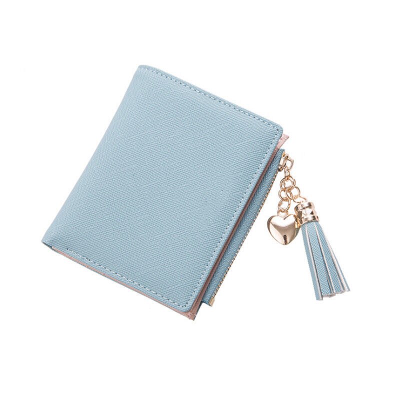 Brand US Women Girls Short Wallet Coin Purse Organizer Pocket Small Credit Card Holder: Blue