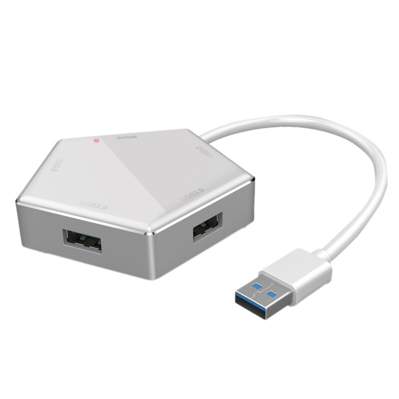 Usb Hub Aluminium 4.8Gbps 1 Naar 4 Splitter Vijfhoekige High Speed Transfer Spiegel Usb 3.0 Voeding Voor Kantoor: Black