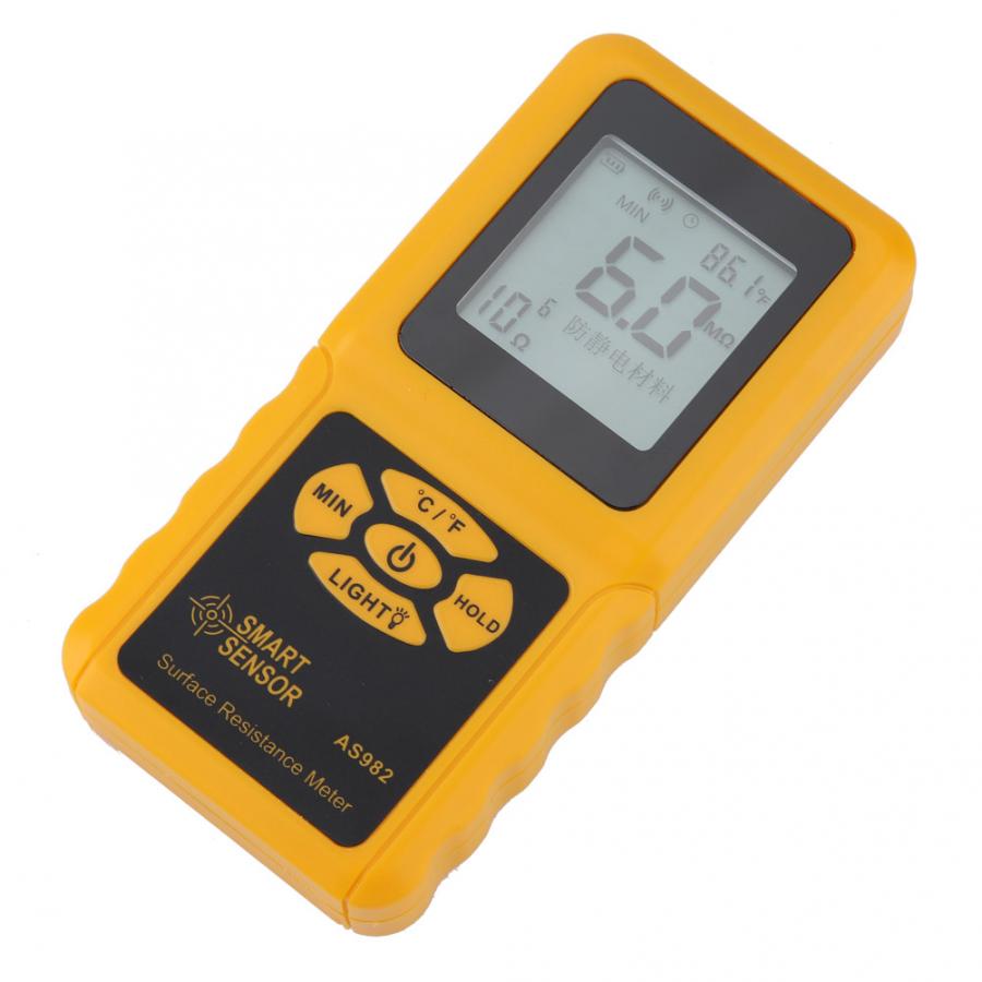 SMART SENSOR LCD Display Surface Resistance Meter Handheld Earth Resistance Tester AS982