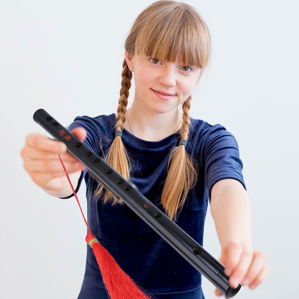 Chinese Stijl Bamboe Fluit Kids Volwassenen Zwarte Fluit Met Kwastje Voor Beginner