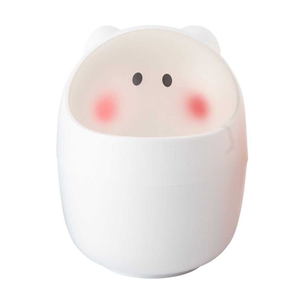 1Pcs Cute Mini Waste Bin Desktop Garbage Box Table Dustbin Home Office Bathroom Trash Can Garbage Paper Basket Trash Container: white