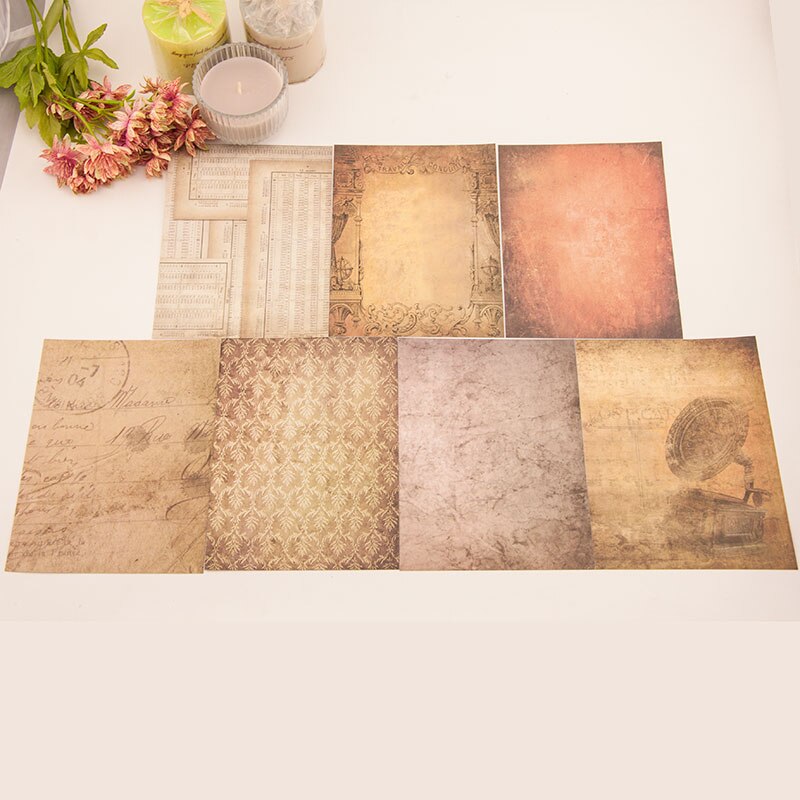 ZFPARTY 14pcs Single-side Printed Vintage Background paper papercraft art paper handmade scrapbooking kit set book