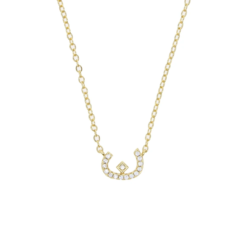 Collier alphabet lettre arabe pour femme, documents en or, bijoux minimaux, micro pavé, 5A CZ, mignon, ,: Couleur or jaune pâle