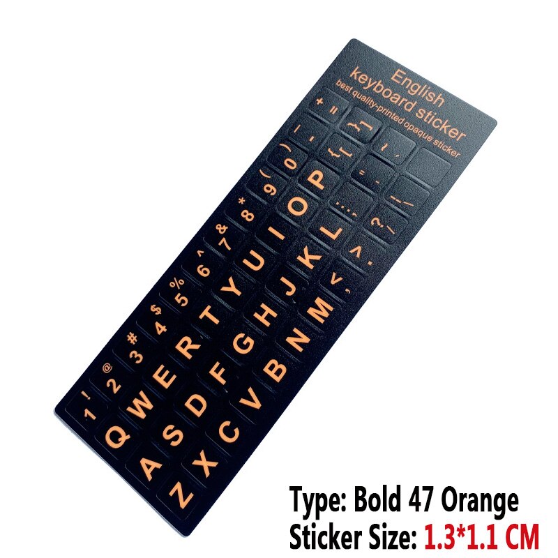 SR English Language 16 Standard Waterproof Keyboard Cover Stickers Layout Button Letters Computer Laptop Skins Accessories: Bold 47 Orange