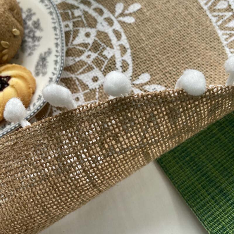 Prachtige Geweven Jute Katoen Tafel Mat Bohemian Stijl Afdrukken Placemat Ronde Voedsel Pad Dining Servies Coaster Keuken Decor