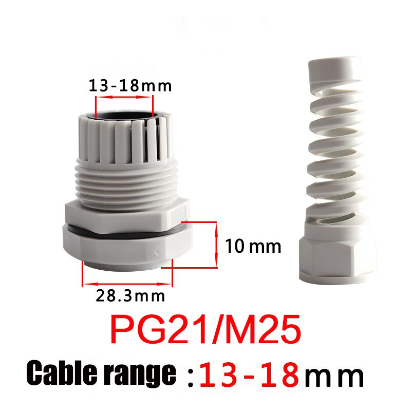 5PCS IP68 waterproof cable seal sleeve connector plastic screw stress protector M12 PG7 / PG9 / PG11 3-6mm anti-bending: PG21-M25